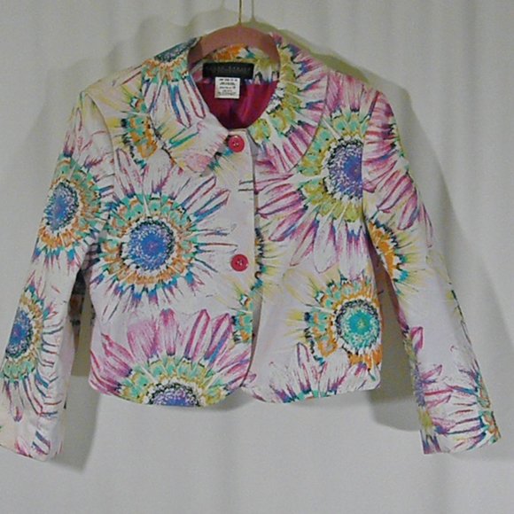 Harvé Bernard Vivacious Spring Blooming Floral Jacket - Picture 4 of 13